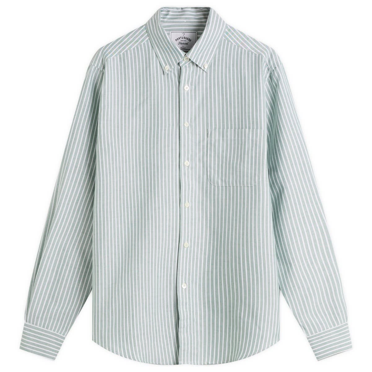Košeľa Portuguese Flannel Belavista Stripe Button Down Oxford Shirt Zelené | AW250010-WBL, 1