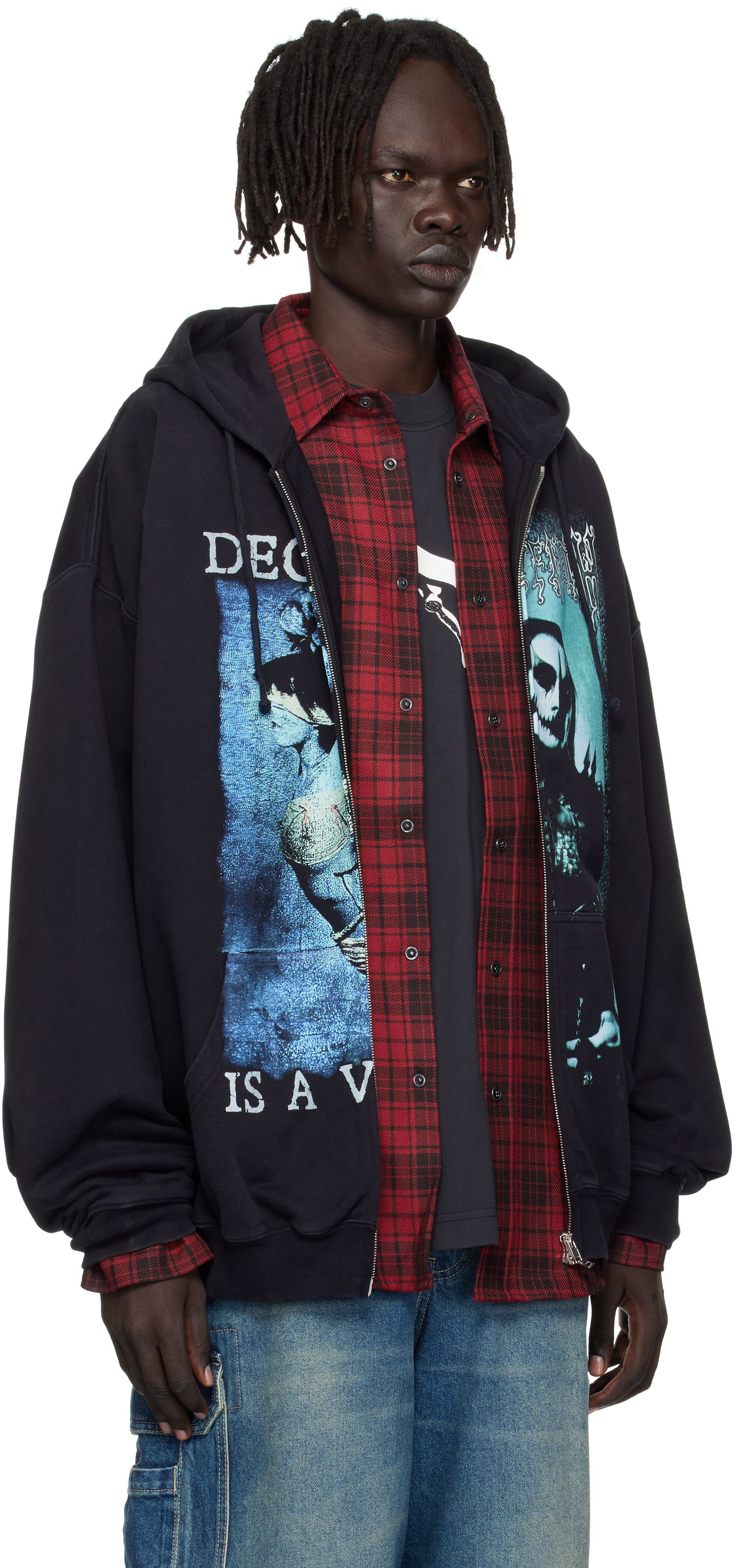 Mikina VETEMENTS Vetements Cradle of Filth Cut-Up Oversized Zip-Up Hoodie Čierna | UCF76ZU950BB, 1