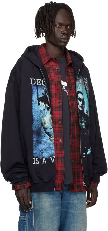 Mikina VETEMENTS Vetements Cradle of Filth Cut-Up Oversized Zip-Up Hoodie Čierna | UCF76ZU950BB, 1