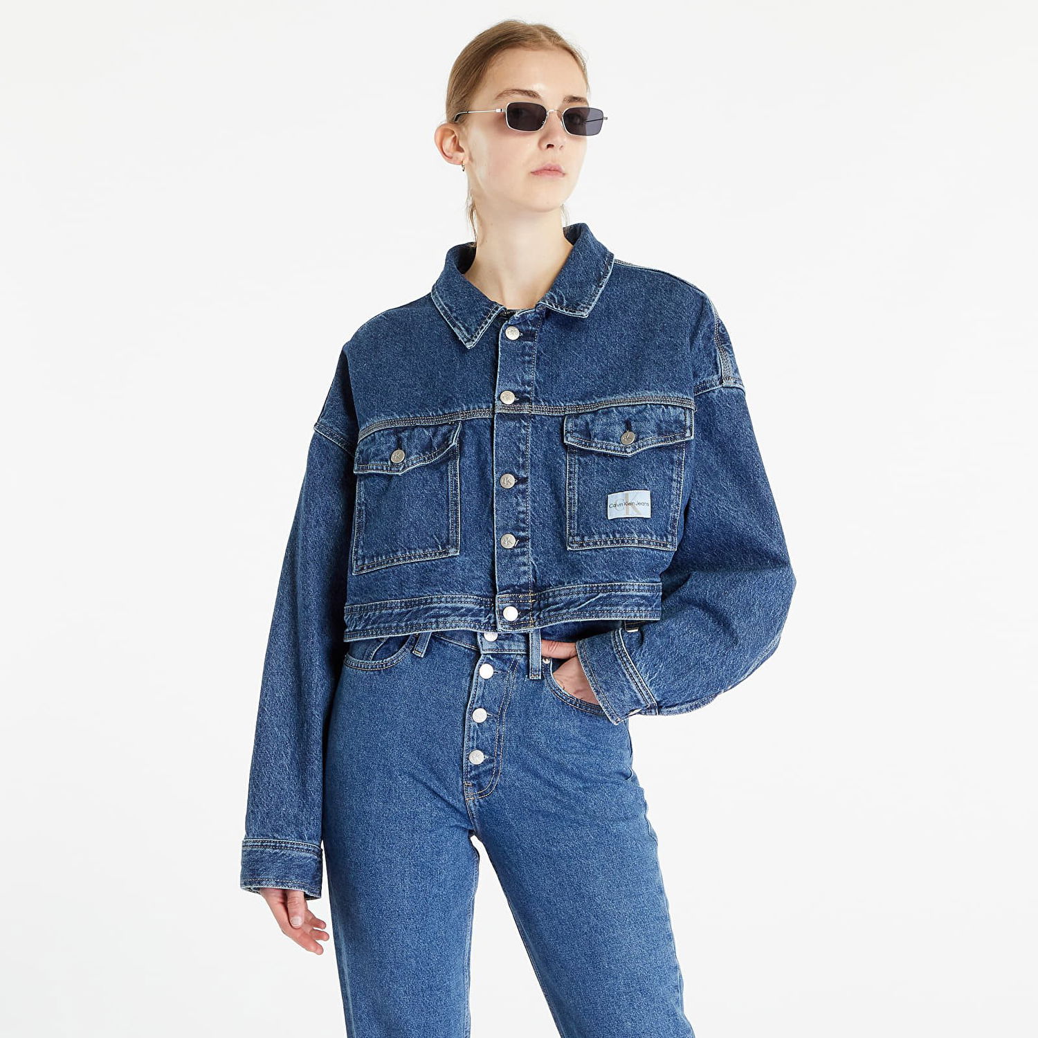 Bunda CALVIN KLEIN Boxy Cropped Denim Jacket Modrá | J20J220662 1A4, 0