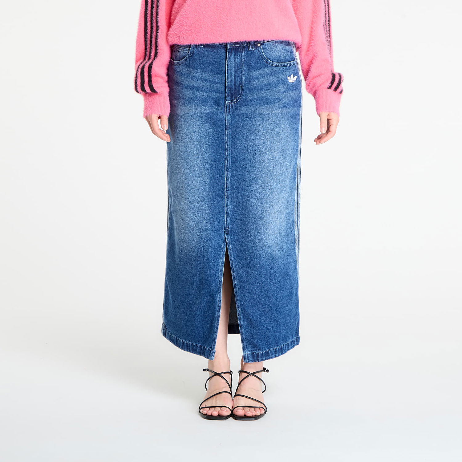 Sukňa adidas Originals Adicolor 3-Stripes Denim Pencil Skirt Modrá | JW2658, 0
