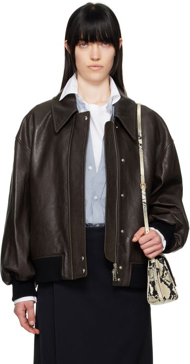 Bomber bunda Khaite Khaite Shelman Leather Jacket Hnedá | 6166729, 0