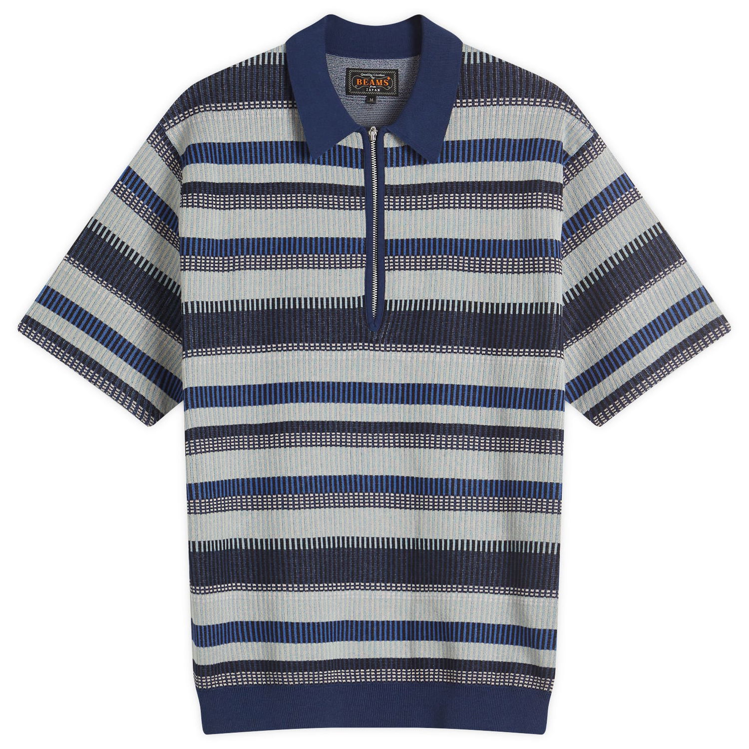 Polo tričko BEAMS Men's Half Zip Knit Polo Shirt Modrá | 3802-0049-156-79, 0