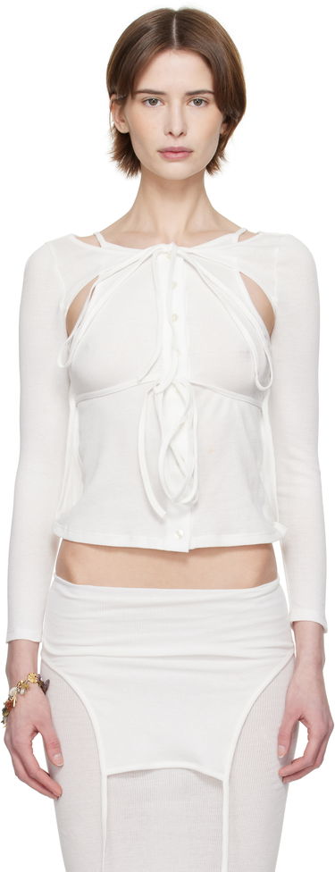 Sveter Eckhaus Latta Eckhaus Latta Flip Crop Top Biela | 1207-EL-PS25-CH -, 0