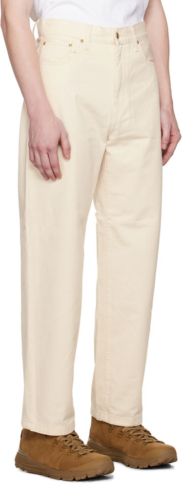 Džínsy Carhartt WIP Off-White Derby Relaxed Fit Workwear Pants Béžová | I032110, 1