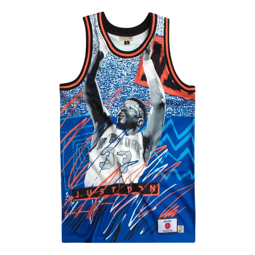 Tielko Mitchell & Ness Mitchell & Ness x JUST DONNY New York Knicks Basketball Jersey Modrá | DJY1PTRY-NYKNG180453PEW