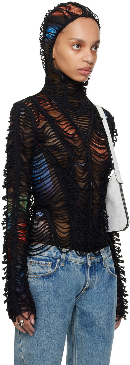 Mikina Jean Paul Gaultier Shayne Oliver Edition 'The Slashed City' Hoodie Top Čierna | 24/27-U-SW037-T551-60405030, 1