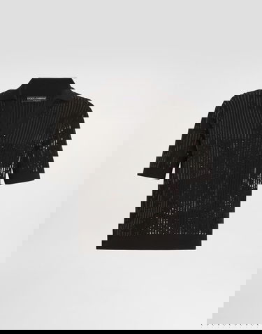 Polo tričko Dolce & Gabbana Wool And Silk Knitted Sequin Polo Shirt Collection Čierna | GXZB5ZJGMEIN0000, 0