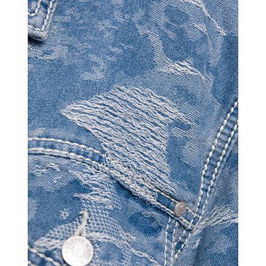 Bunda Karl Kani Karl Kani OG K Distress Camo Denim Jacket Modrá | KK-60710032, 2