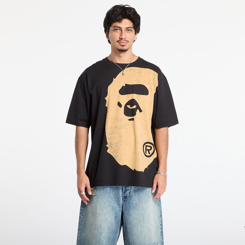 Tričko BAPE Bleached Big Ape Head Relaxed Fit Tee Čierna | 001CSL801003MBLK