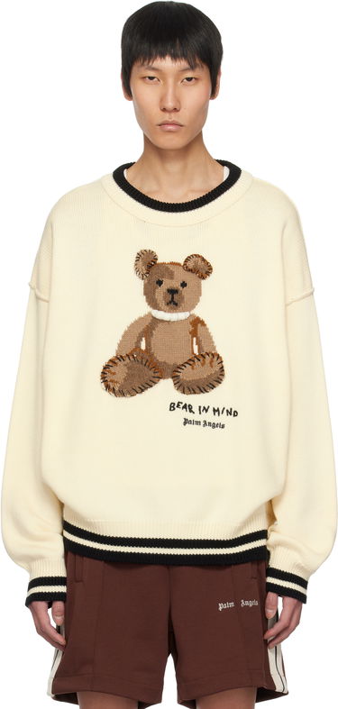 Sveter Palm Angels Palm Angels 'Bear in Mind' Knit Sweater Béžová | PMHE007S25KNI0010360, 0