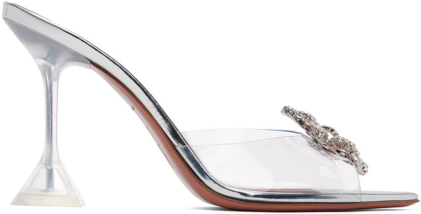 Doplnky Amina Muaddi Amina Muaddi Rosie Glass Slipper Heeled Sandals Metalická | ROSIE GLASS SLIPPER CL PVC