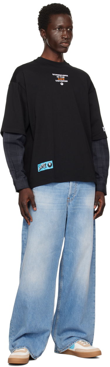 Tričko AAPE by A Bathing Ape AAPE by A Bathing Ape Faux Layered Long Sleeve T-Shirt Čierna | AAPLTM1570XXNBKX, 3