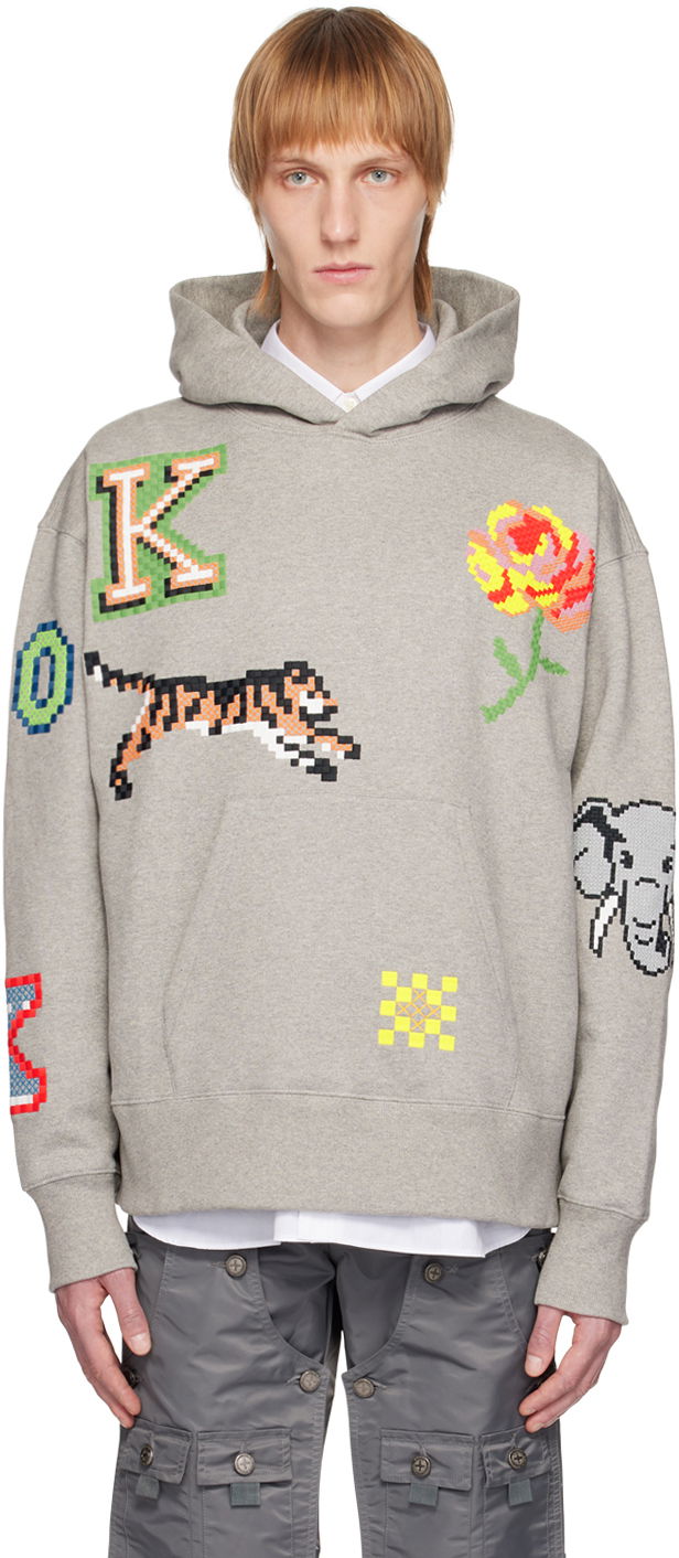 Mikina KENZO Pixels Hoodie Šedá | FD55SW4674ME, 0