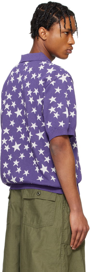 Polo tričko Needles NEEDLES Short Sleeve Star Knit Polo Fialová | QV375, 2