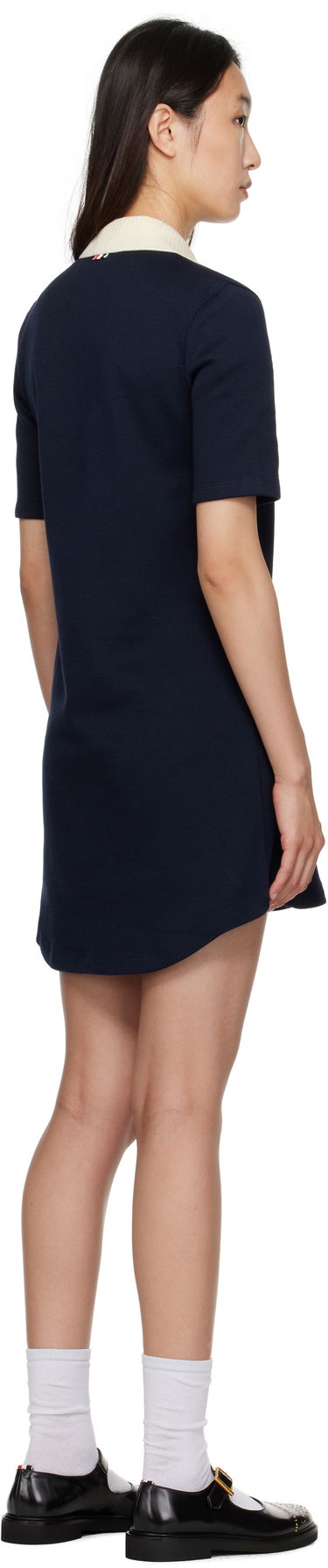 Šaty Thom Browne Thom Browne Double Face Knit Polo Minidress Navy | FJD129A-J0223, 2