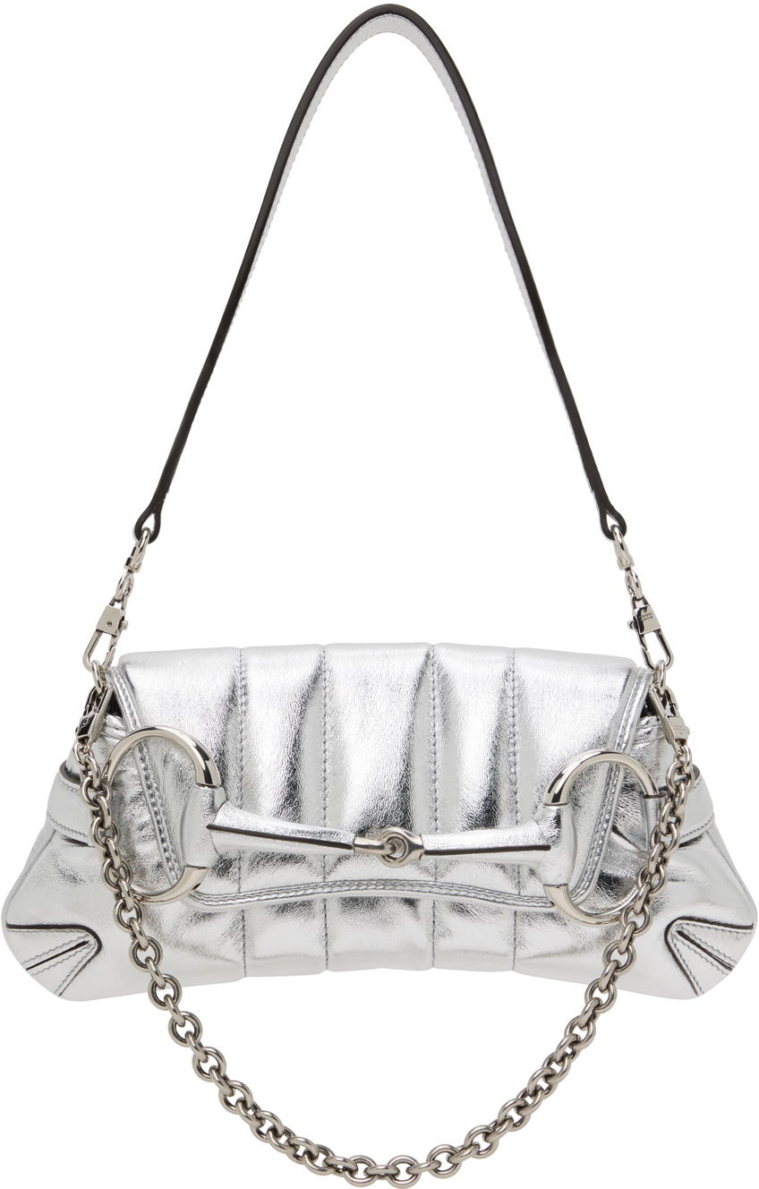 Taška cez rameno Gucci Small Horsebit Chain Shoulder Bag Šedá | 764339 AACY5, 0