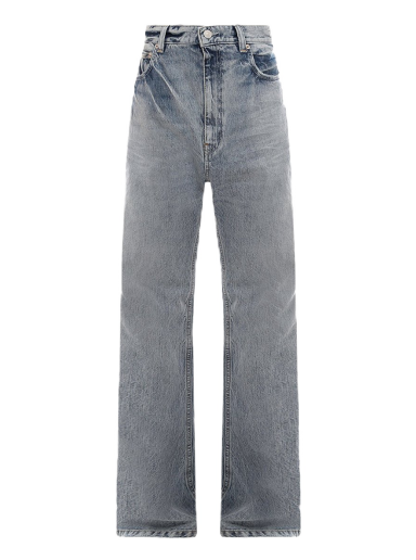 Džínsy Balenciaga Back Logo Patch Cotton Jeans Modrá | 697829TMW26#4437