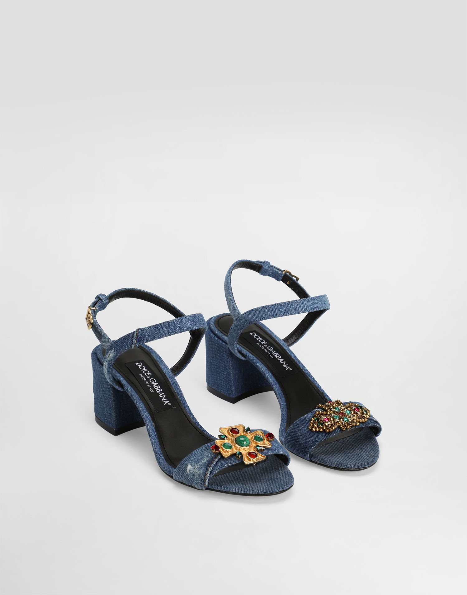 Doplnky Dolce & Gabbana Dolce & Gabbana Denim Sandals with Jewel Embellishments Modrá | CR1906AN6248C609, 1