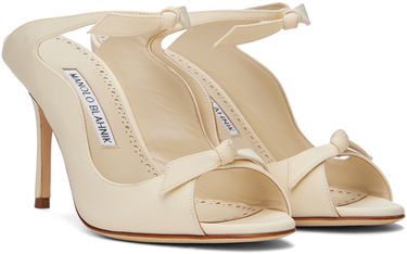 Šaty Manolo Blahnik Manolo Blahnik Fiocchetti Bow Heeled Mules Biela | 423-1696-0001, 3