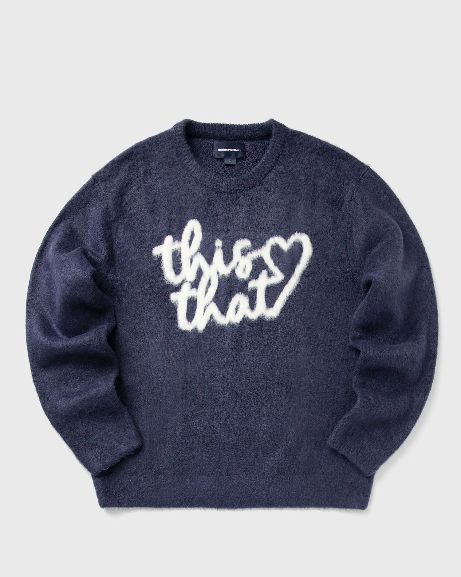 Sveter thisisneverthat Purple Knit Sweater With Logo Heart Navy | TN243KKNPK11PUP, 0