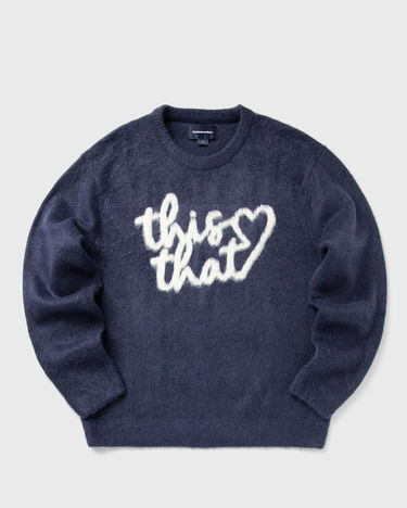 Sveter thisisneverthat Purple Knit Sweater With Logo Heart Navy | TN243KKNPK11PUP, 0