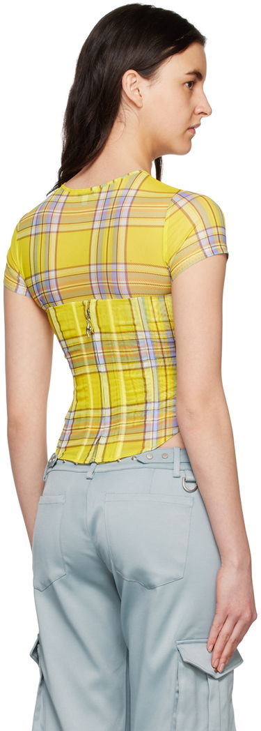 Crop Top Miaou Miaou Peri Plaid Corset T-Shirt Žltá | 7018PM1DNP, 2