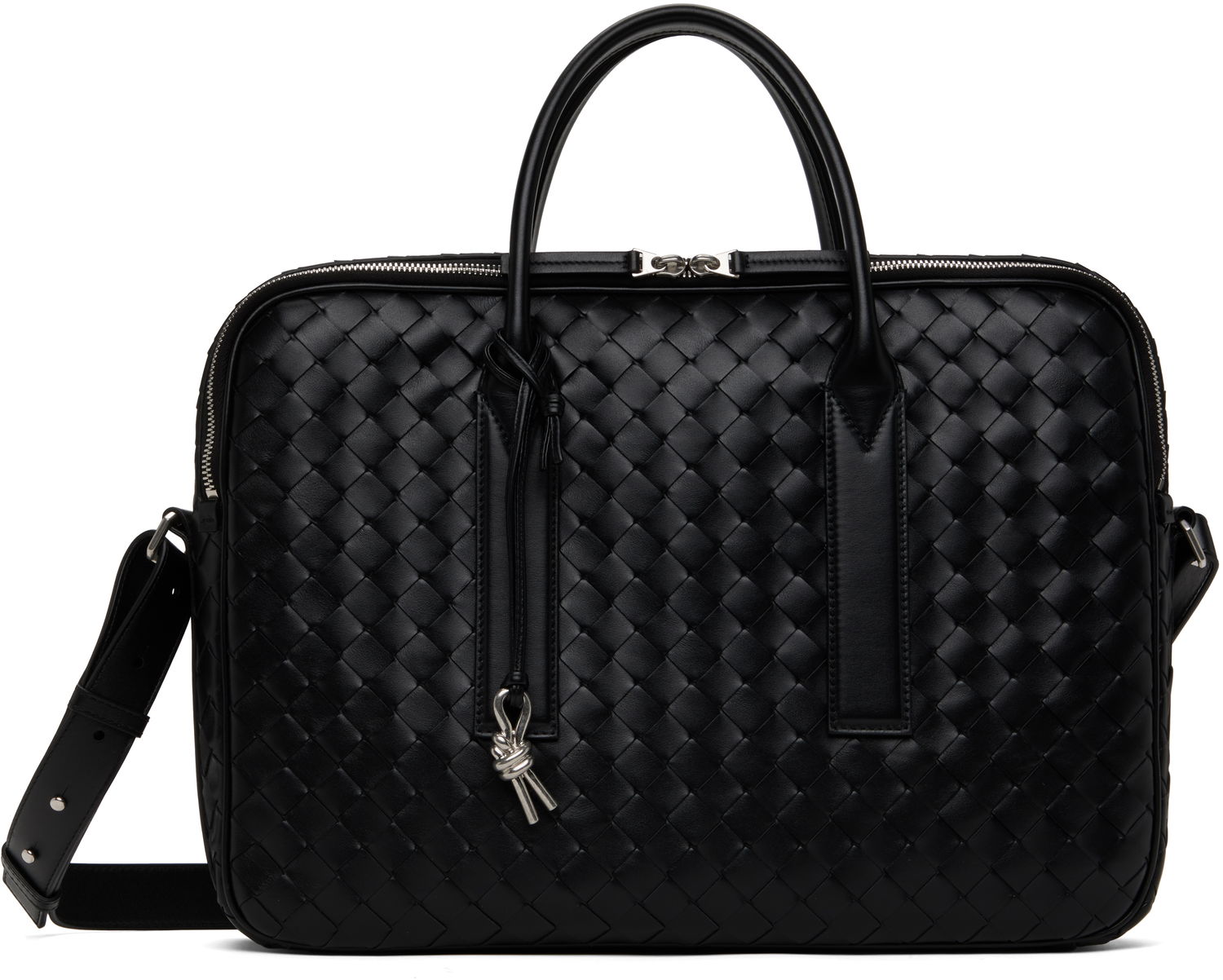 Cestovná taška Bottega Veneta Woven Leather Briefcase Čierna | 766361V2HL18803, 0