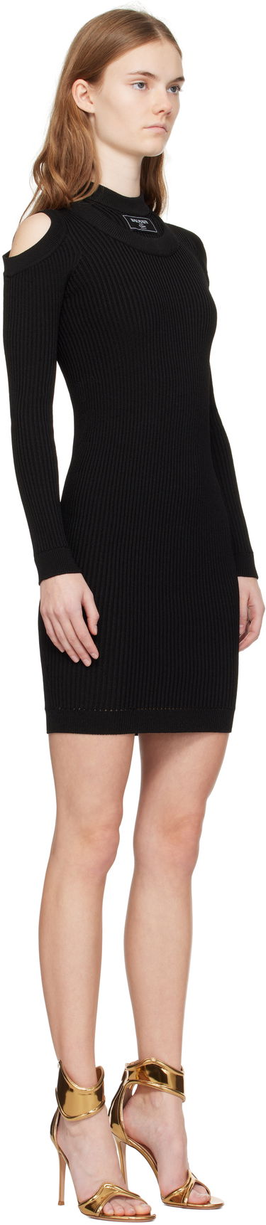 Šaty Balmain Balmain Shoulder Cut Knit Minidress Béžová | EF1R8291KI10, 4