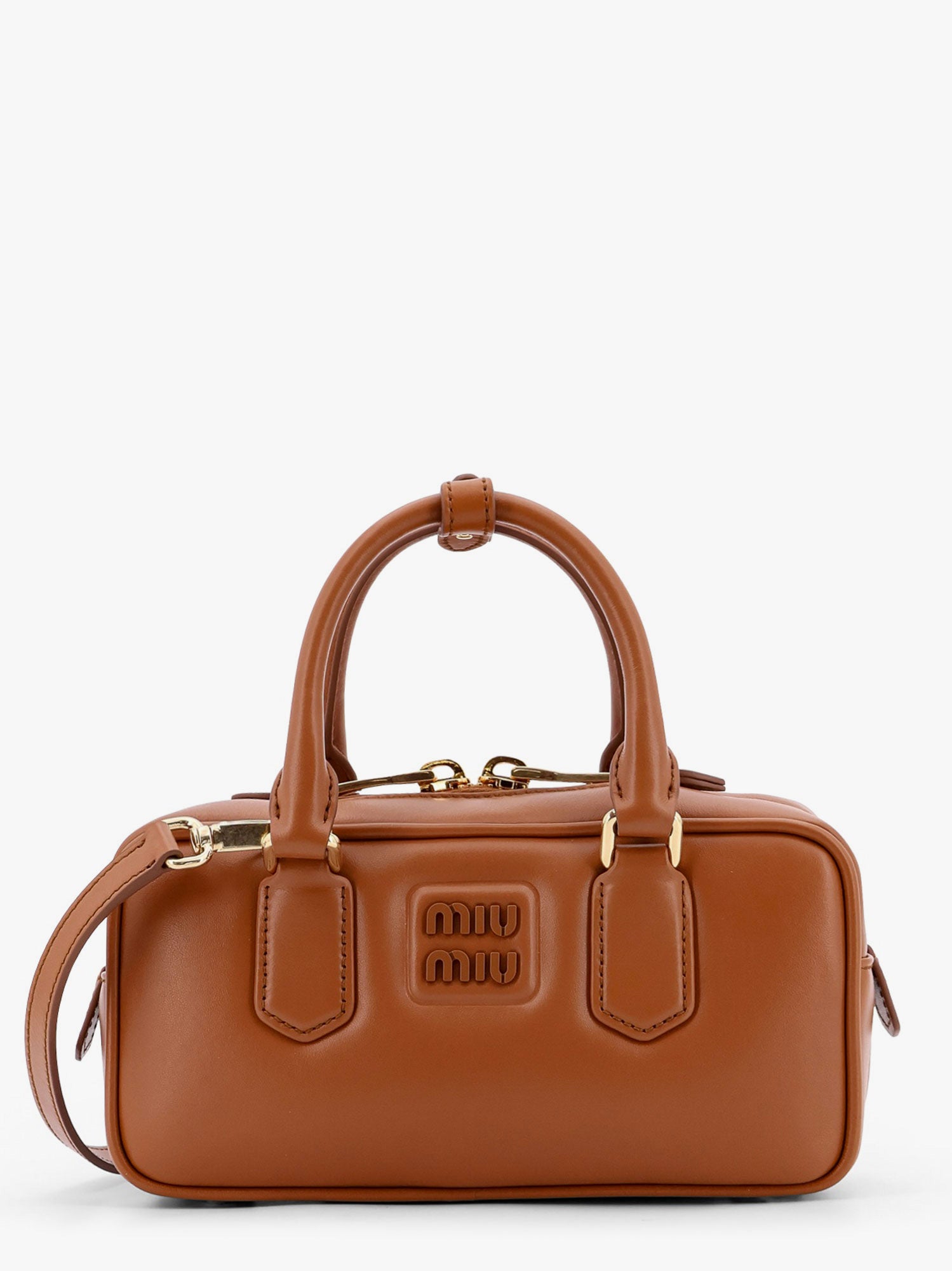 Kabelka Miu Miu Leather Top Handle Bag Hnedá | 5BB142VOONCR3F0046, 0