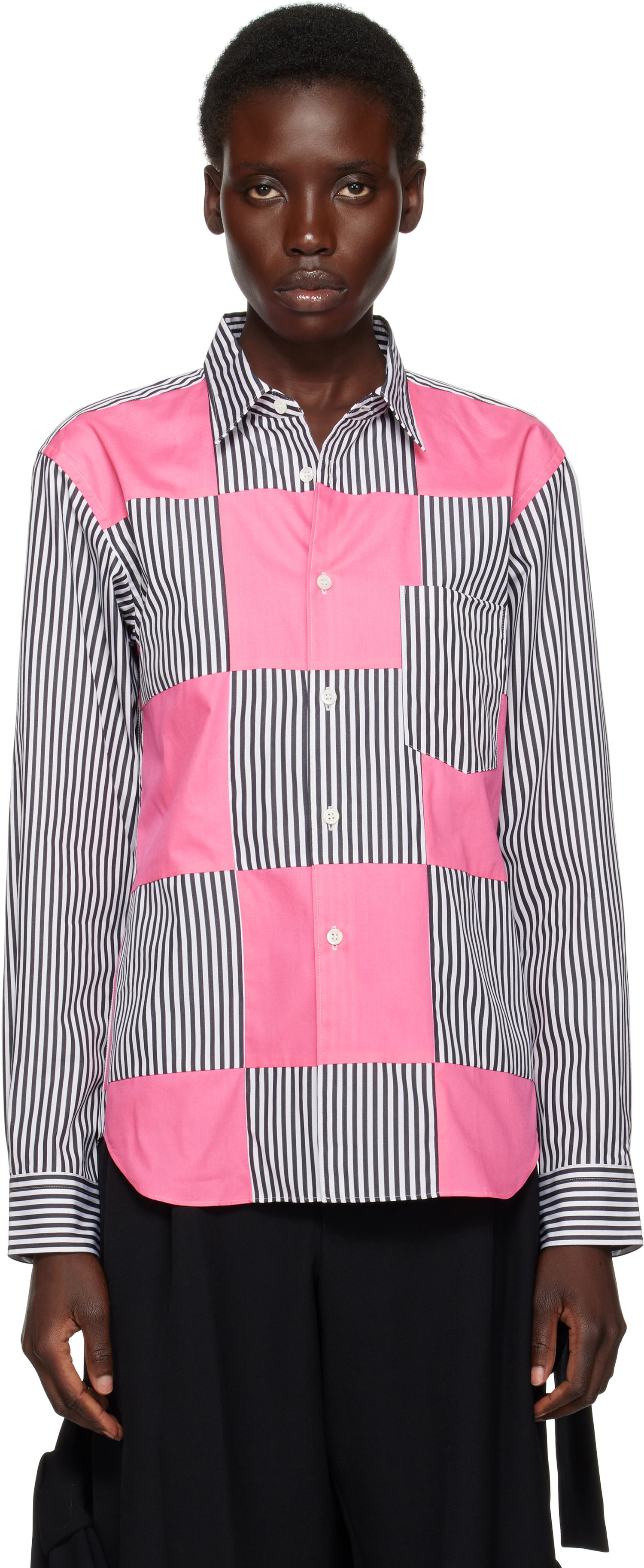 Košeľa Comme des Garçons Comme des Garçons Homme Plus Broad Stripe and Solid Panel Shirt Ružová | PO-B002-051, 0