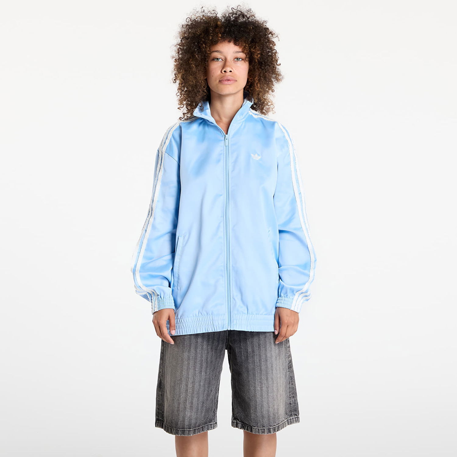 Bunda adidas Originals adidas Originals Satin Firebird Ruffle Track Jacket Modrá | KC8811, 0