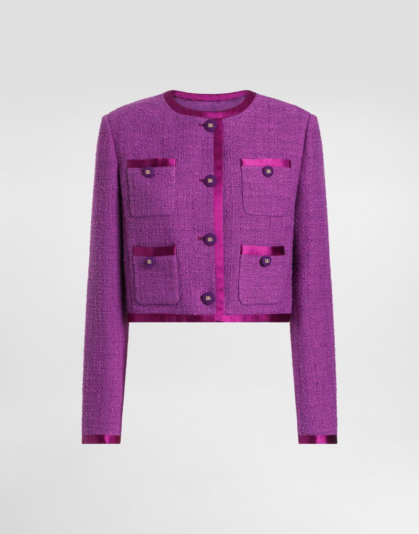 Bunda Dolce & Gabbana Dolce & Gabbana Rachel Tweed Single-Breasted Jacket Fialová | F27GOTFMTACF0571