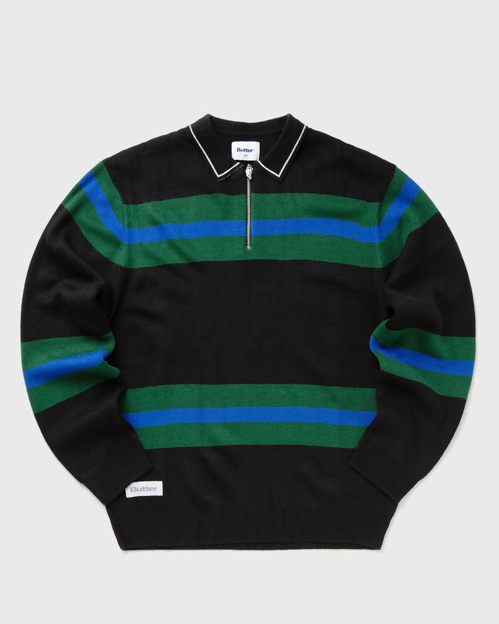 Striped Knit Polo Sweater