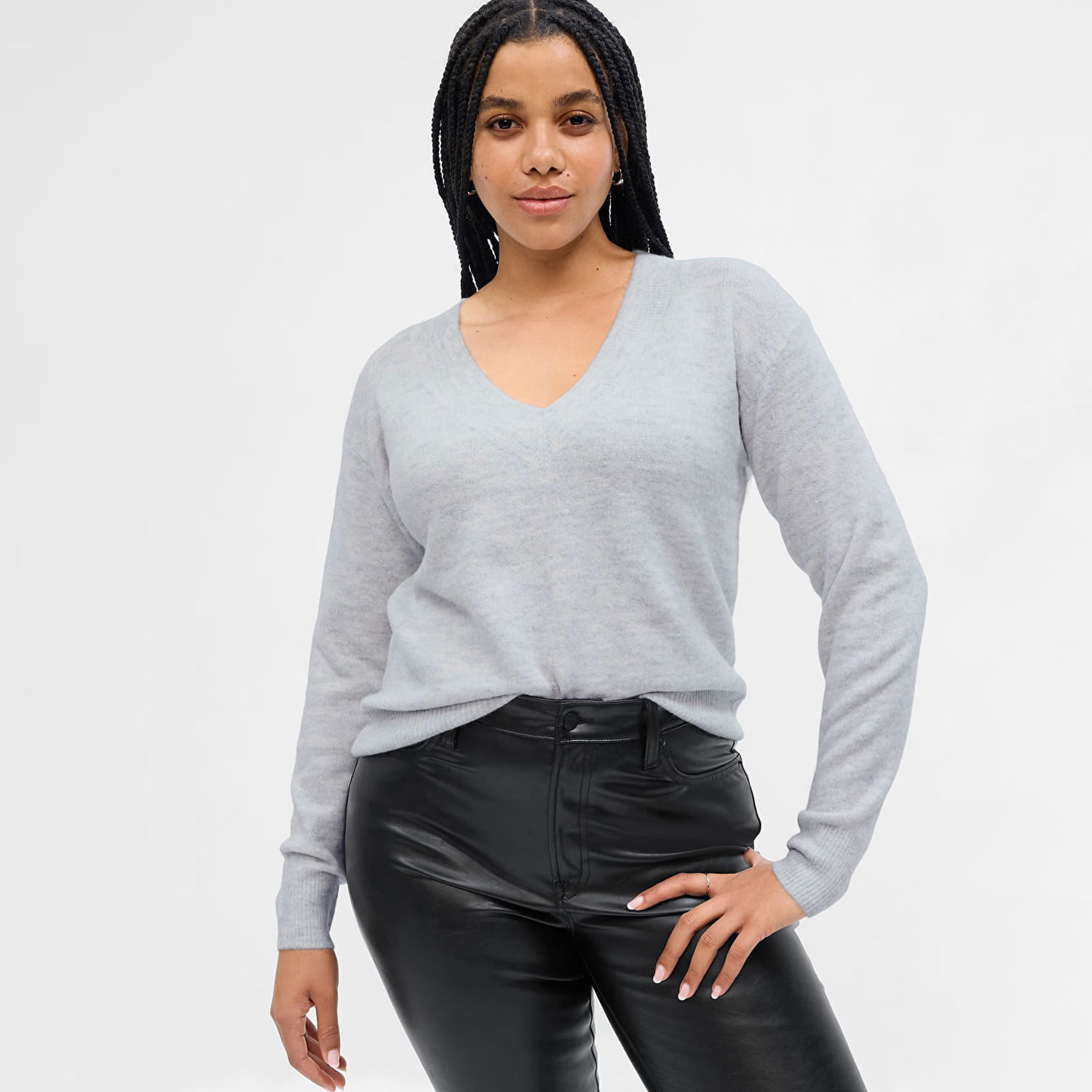 Sveter GAP Sweater V Neck Sweater Light Heather Grey S Šedá | 750656-05, 0