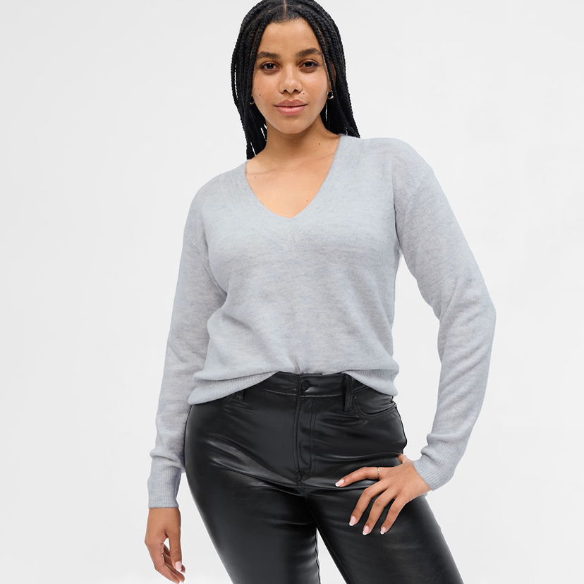 Sveter GAP Sweater V Neck Sweater Light Heather Grey S Šedá | 750656-05