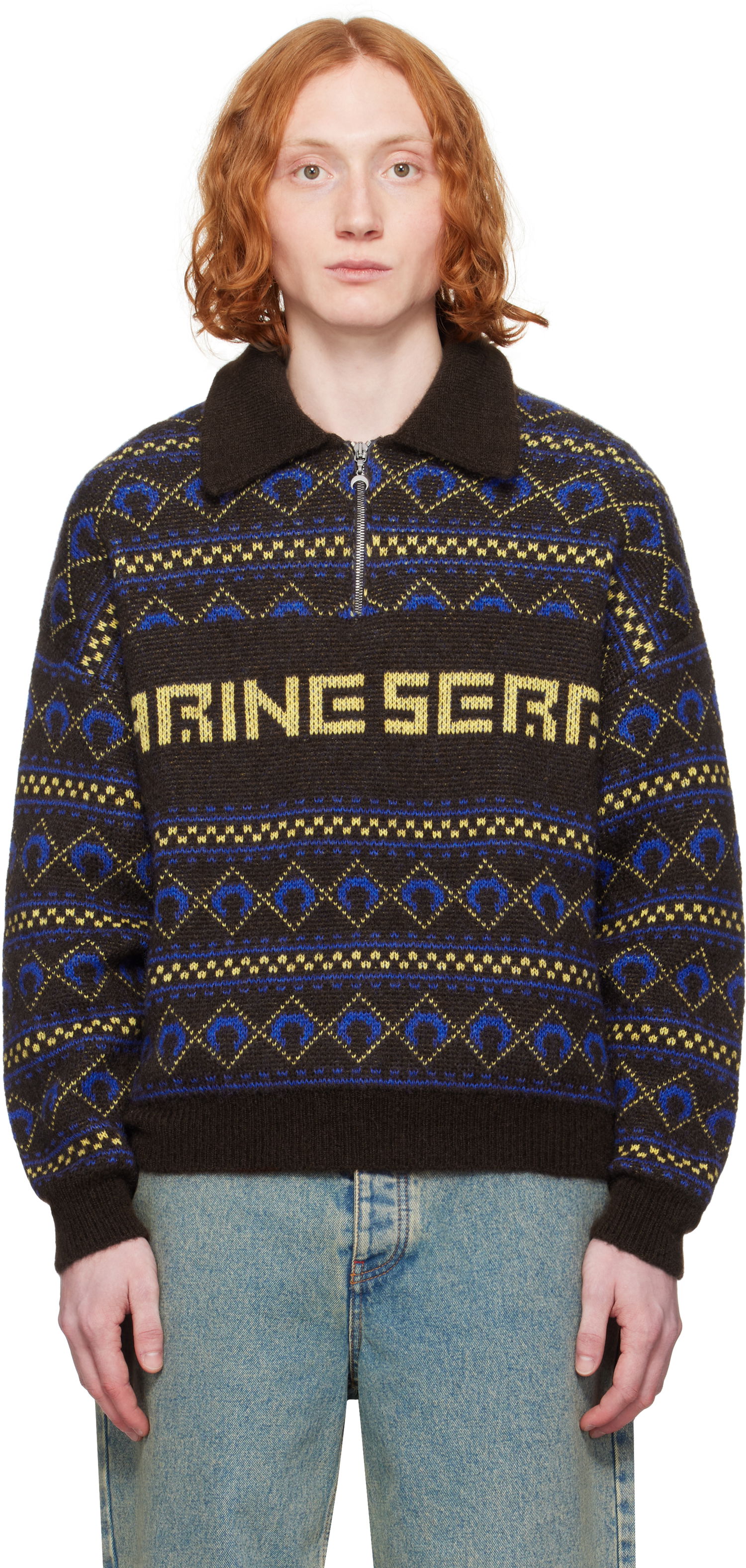 Sveter Marine Serre Marine Serre Jacquard Knit Sweater Hnedá | MTK022A CKNI0532, 0