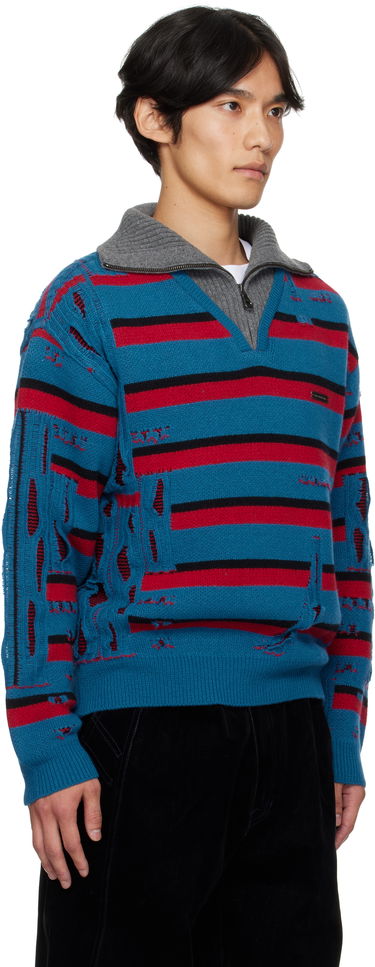 Sveter Andersson Bell Andersson Bell Stripe Jacquard Half Zip-Up Sweater Modrá | atb1331m, 4
