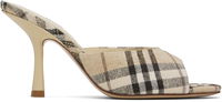 Burberry Check Linen Blend Mews High Heel Mules