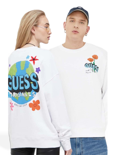 Mikina GUESS Front and Back Print Sweatshirt Biela | M3GQ05KBQO2