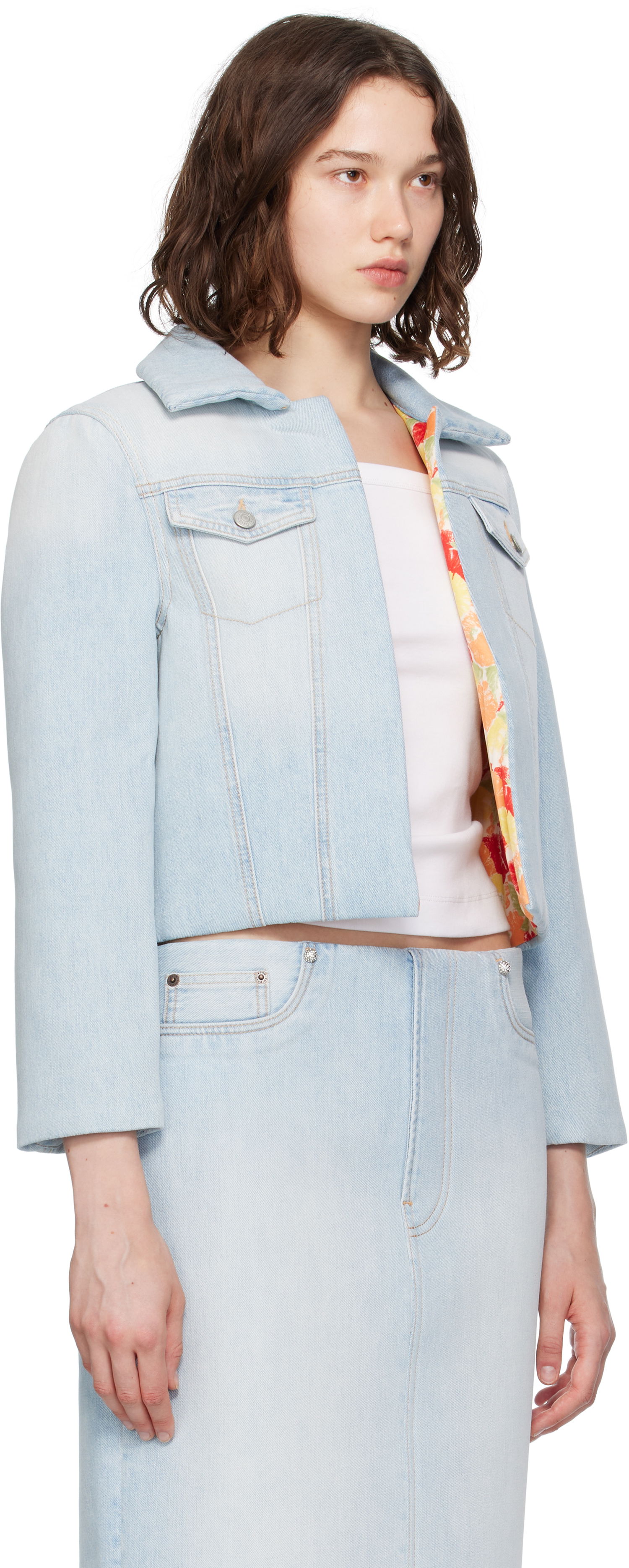 Bunda Acne Studios Acne Studios Padded Cropped Denim Jacket Modrá | A90642-, 1