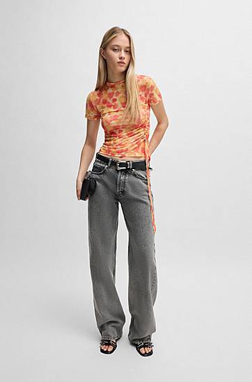 Džínsy BOSS Straight-Fit Rigid Denim Jeans Šedá | 50539781, 1