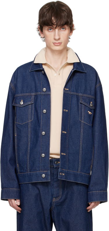 Bomber bunda MAISON KITSUNÉ Maison Kitsuné Profile Fox Denim Trucker Jacket Modrá | OM02103WW0081, 0