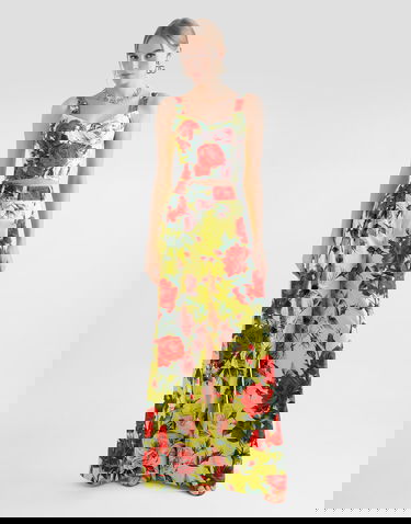 Nohavice Dolce & Gabbana Dolce & Gabbana Bouquet Print Cotton Palazzo Pants Žltá | FTC9ZTHS5TFHG5JD, 1