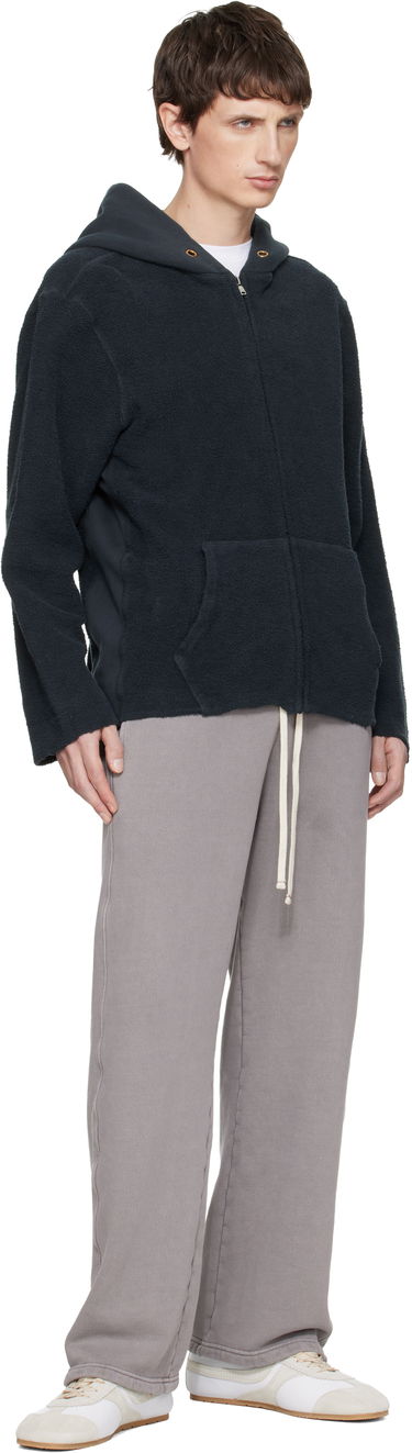 Mikina LES TIEN Heavyweight Inside Out Raw Zip Hoodie Navy | CF-1151-IO-PD, 3