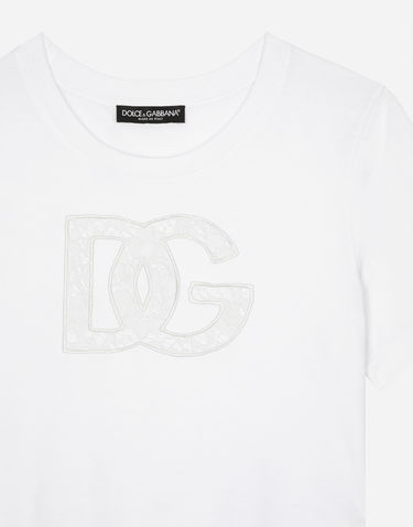 Tričko Dolce & Gabbana Jersey T-shirt With Dg Logo Patch Biela | F8M68ZGDB9OW0800, 3