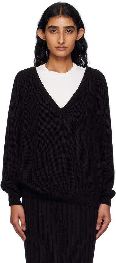 Sveter Baserange Baserange Danube V-Neck Sweater Čierna | PUDVN-OC-AU25, 0