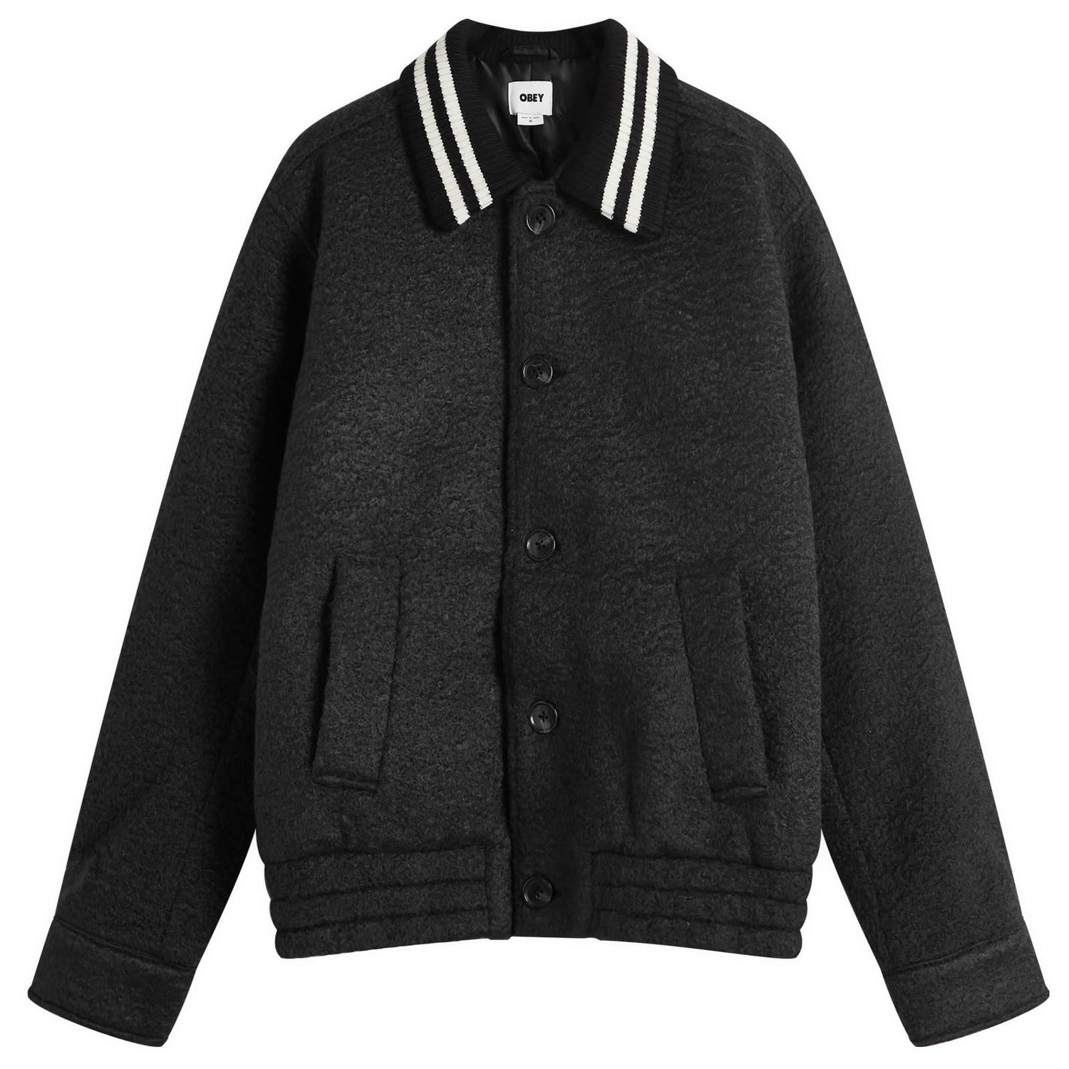 Bomber bunda OBEY Saunders Rib Collar Čierna | 121800571-BLK, 0