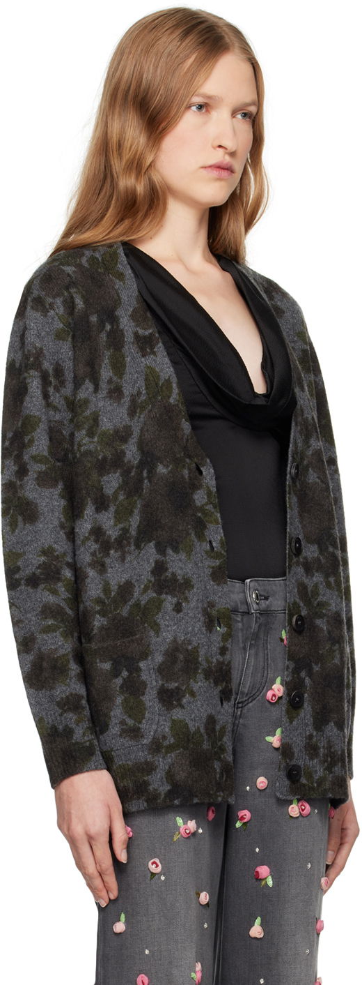 Sveter Blumarine Floral Print Knit Cardigan Šedá | A444M105U, 1