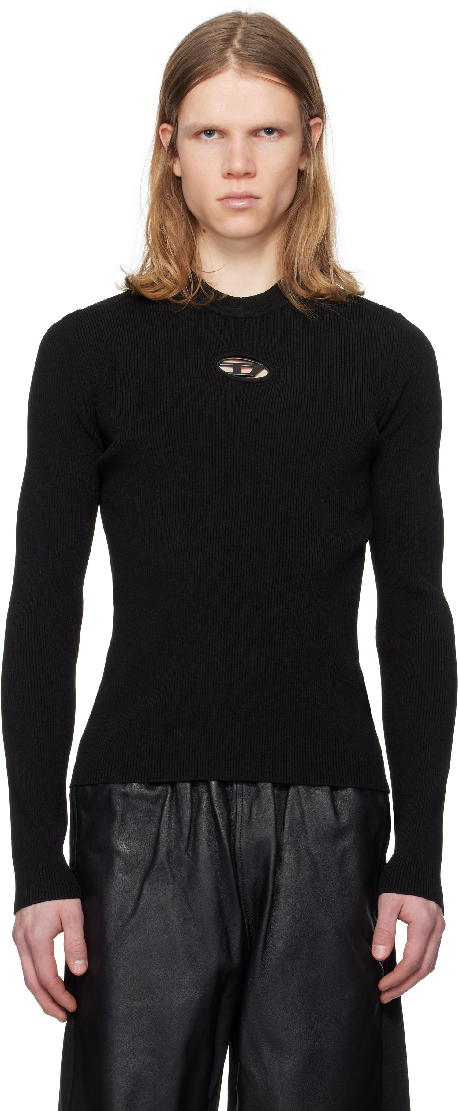 Sveter Diesel Diesel K-Zachary-Round Ribbed Fitted Sweater Čierna | A16877-0DLAX-9XXA, 0